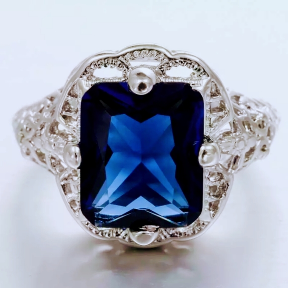 Tanzenite Engagement Ring Sz 7 S925 - Picture 3 of 6